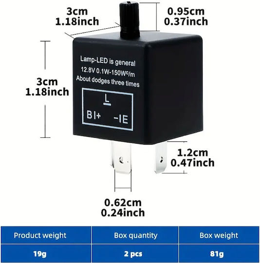 Car Flasher Relay 12v 10a Adjustable Flash Intensity