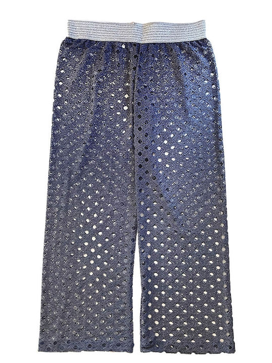 Jeannette Blue-Navy Lurex Pantaloons The Sea Lace Silver Stripe B1511