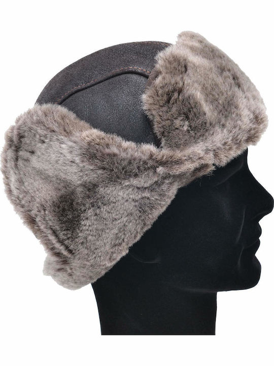 Leather 100 Leather Men's Hat Hat-pilot-1 Dark Brown