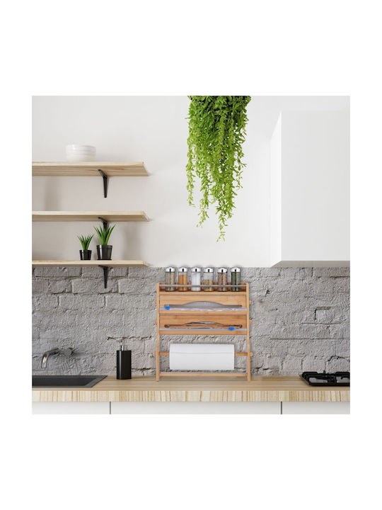 Relaxdays Suport Pentru Prosoape De Hârtie Montat Pe Perete Din Lemn Bej 40x11.5cm 10046719