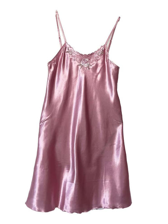 Topaki Summer Women's Robe with Nightdress Pink