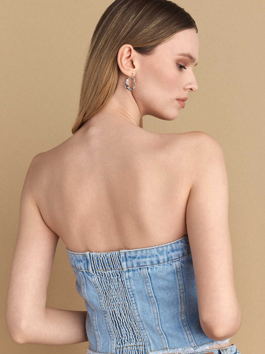 Γυναικείο Crop Top Βαμβακερό Μπλε