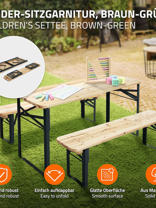 Sitting Room Outdoor Table with Wood Surface and Metal Frame Brown 108x52.5x40cm