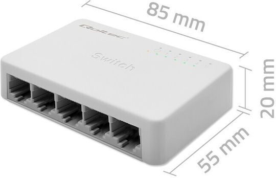 Qoltec 52247 Unverwaltet L2 Switch mit 5 Ports Gigabit (1Gbps) Ethernet