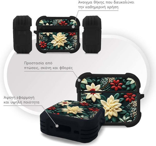 Sonique 3d Flower Series Θήκη Σιλικόνης σε Πράσινο χρώμα για Apple AirPods Pro