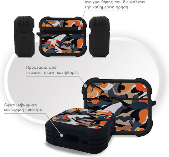 Sonique Camouflage Army Series Case Silicone in Orange color for Apple AirPods Pro