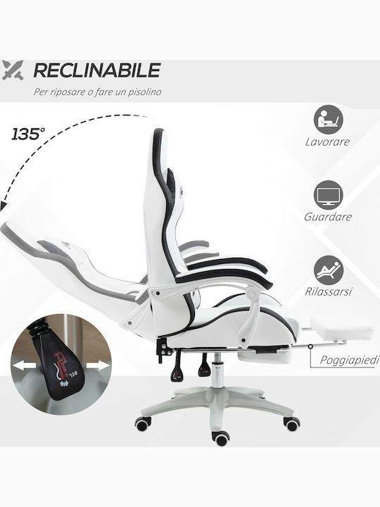 Vinsetto 921-618V01WT Gaming Chair with Footrest White