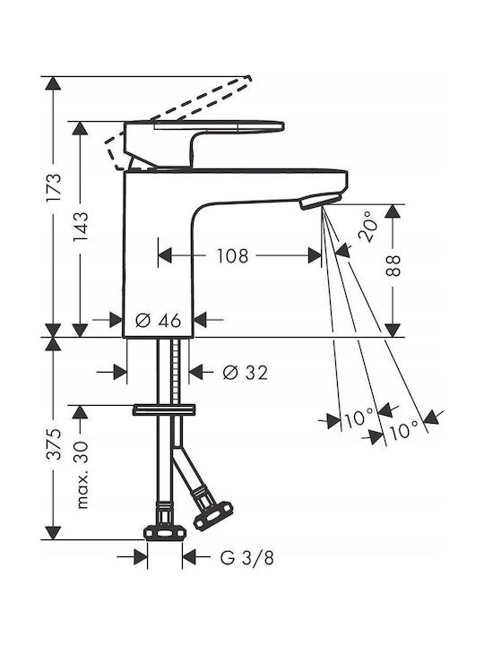 Hansgrohe Αναμεικτική Μπαταρία Νιπτήρα Ασημί