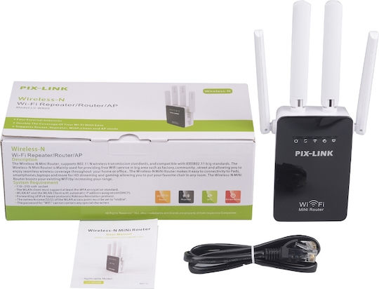 Pix-Link LV-WR09 WiFi Extender Single Band (2.4GHz) 300Mbps White