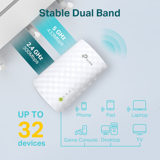 TP-LINK RE220 v3 WiFi Extender Dual Band (2.4 & 5GHz) 750Mbps
