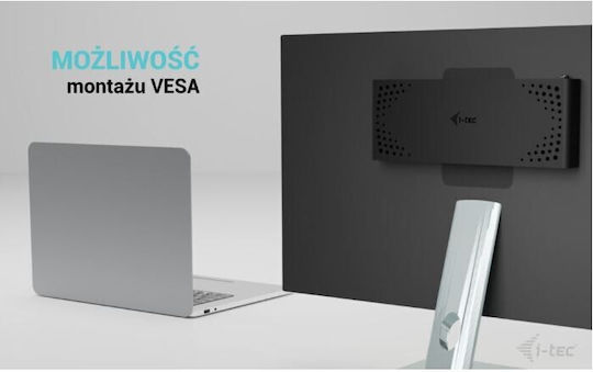 i-tec USB-C Docking Station με HDMI/DisplayPort 4K PD Ethernet και σύνδεση 2 Οθονών Μαύρο (CADUA4KDOCKPDB100)