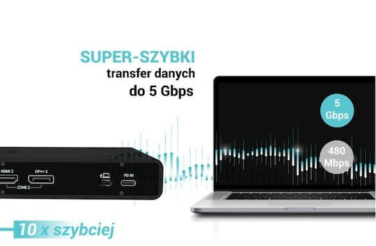 i-tec USB-C Docking Station με HDMI/DisplayPort 4K PD Ethernet και σύνδεση 2 Οθονών Μαύρο (CADUA4KDOCKPDB100)