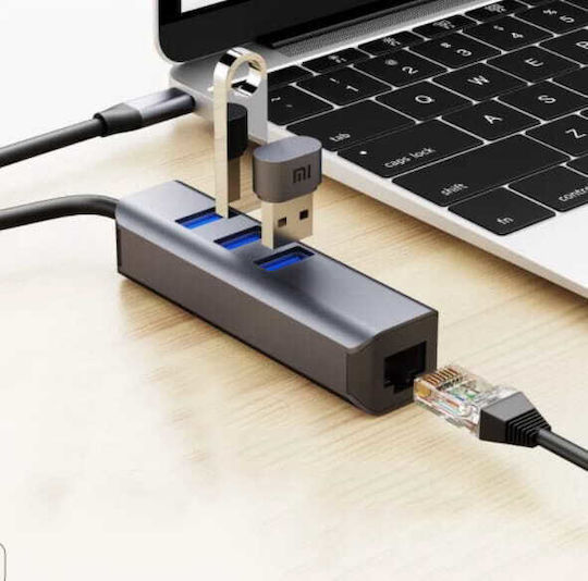 Zenwire USB Hub 10 Ports USB 3.0 with USB-C Connection Ethernet Gray