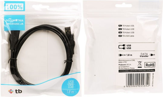 TB Touch USB 2.0 Cable USB-A male - USB-A male Μαύρο 1.8m (AKTBXKU1PAAW18B)