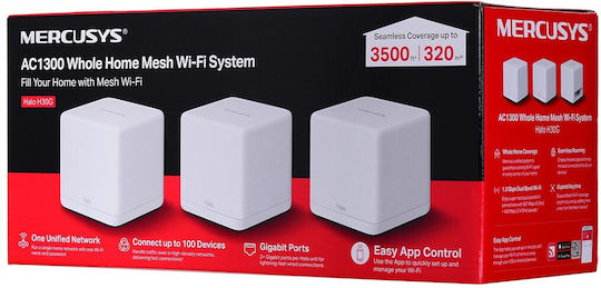 Mercusys Halo H30G v1 WiFi-Mesh-Netzwerk Zugriffspunkt Wi‑Fi 5 Dualband (2,4 & 5 GHz) in Dreifach-KIt