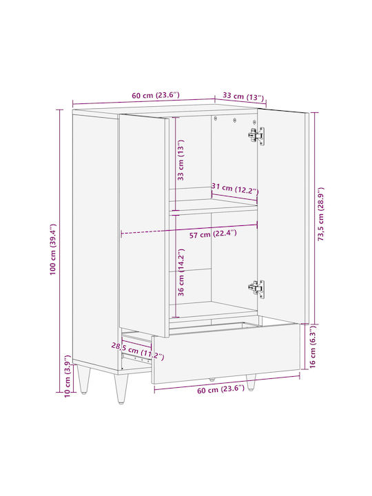 Kabinett Aufbewahrung L60xB33.5xH100cm