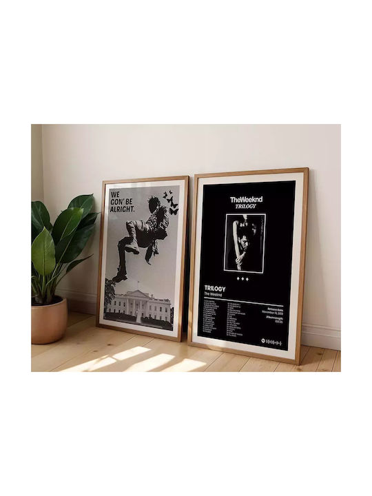 Music Poster Weeknd Trilogy Ms096 21cm X 30cm Frame Natural Wood Beige