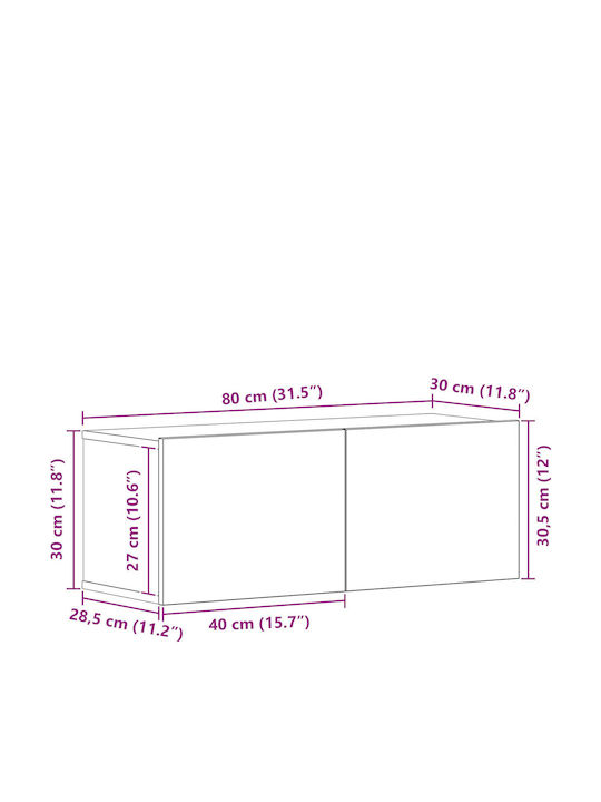 Wohnzimmer TV-Einheit Black Oak L80xB30xH30.5cm
