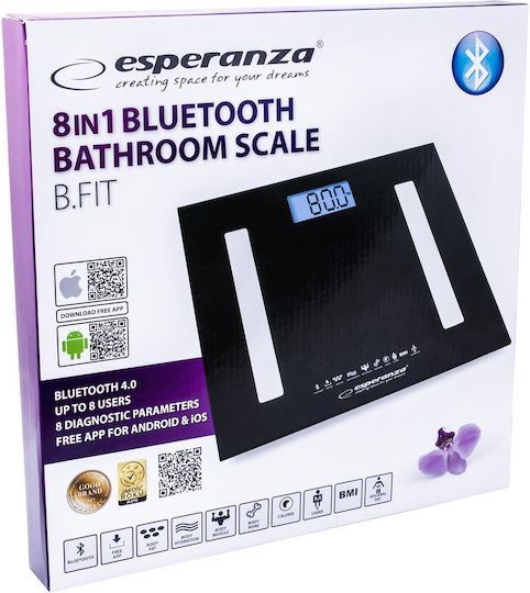 Esperanza Smart Bathroom Scale with Body Fat Counter & Bluetooth Black EBS016K