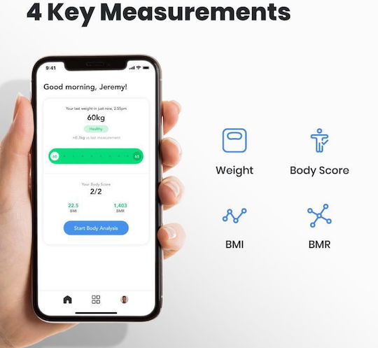 Noerden Bimi Smart Bathroom Scale with Body Fat Counter & Bluetooth White