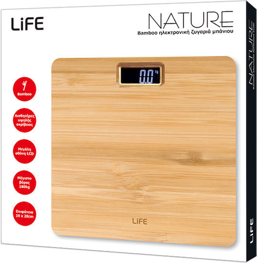 Life Nature Digital Bathroom Scale Brown Bamboo