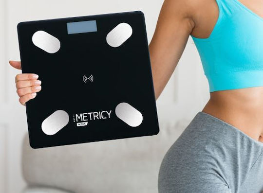 BioPharm Metricy Active Smart Badezimmerwaage 150kg mit Körperfettmessung & Bluetooth Schwarze