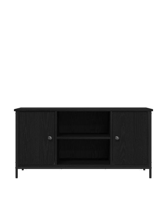 TV Stand Made of Metal and Wood Black Oak M100xD40xH50cm
