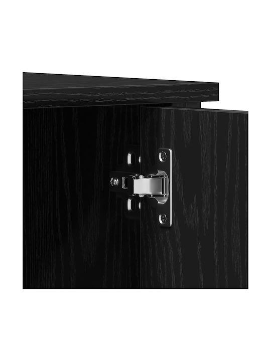 TV Stand Made of Metal and Wood Black Oak M100xD40xH50cm