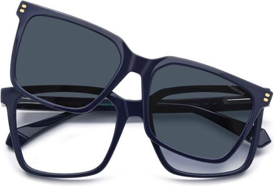 Polaroid Männer Acetat Brillengestell mit Clip-On Blau PLD D556CPJP