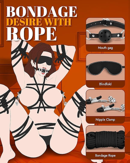 Smd Complete Domination Bondage Set Full Bdsm Set 11 Accessories Vegan Leather Black