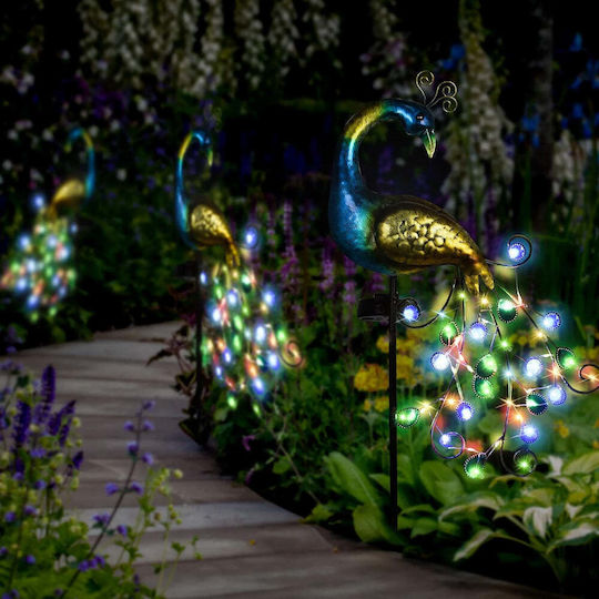 Outdoor Solarleuchte Rgb Led 180° Mobile Solar Panel Pfau Dekor Pfahl Garten Hof Dämmerungssensor Ip44 Mehrfarben