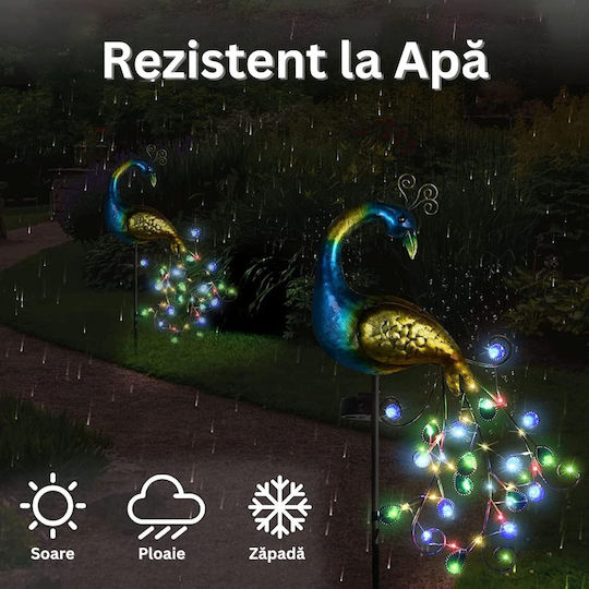 Outdoor Solarleuchte Rgb Led 180° Mobile Solar Panel Pfau Dekor Pfahl Garten Hof Dämmerungssensor Ip44 Mehrfarben
