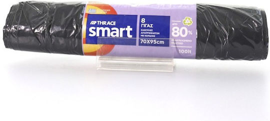 Smart Müllbeutel Kapazität 100Es mit Kordel 70x95cm 8Stück Schwarze