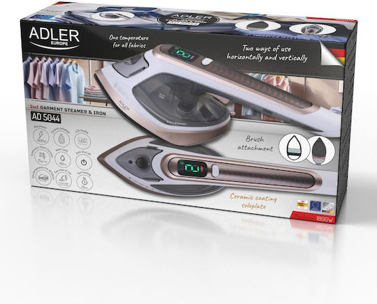 Adler Σίδερο Ατμού 1800W με Κεραμική Πλάκα και Συνεχόμενη Παροχή Ατμού 25gr/min