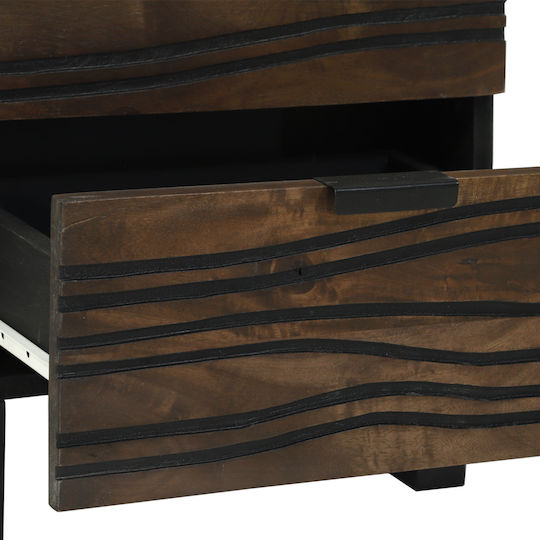 Wooden Bedside Table with Glass Mango 40x33.5x46cm Wooden Bedside Table with Glass Mango 40x33.5x46cm