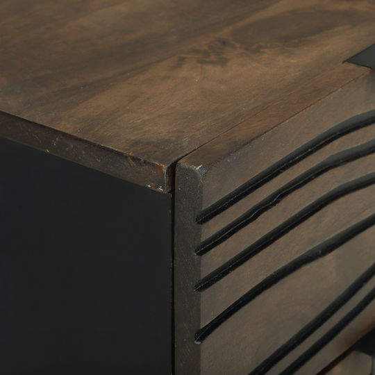 Bedside Table from Solid Wood and Glass Mango 40x33.5x46cm