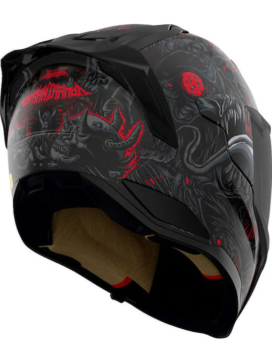 Icon Ultraflite Misanthrope Black Mat Red Κράνος Μηχανής Full Face ECE 22.06