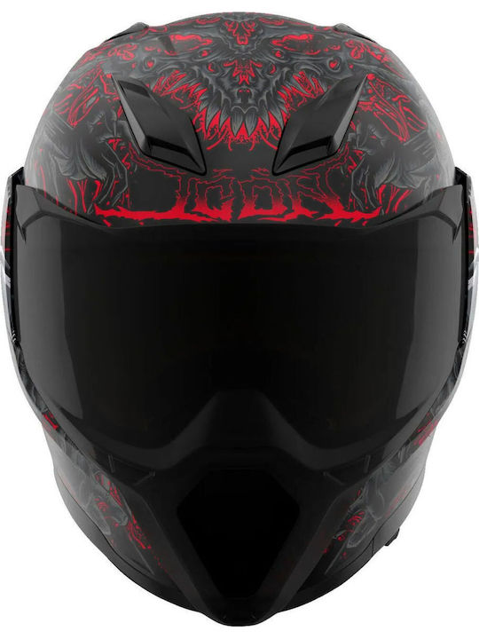 Icon Ultraflite Misanthrope Black Mat Red Κράνος Μηχανής Full Face ECE 22.06
