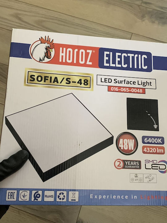 Plafonieră LED Neagră Sofia Square-48 Lumină Rece 48W 300x300 mm 4320 lm Negru