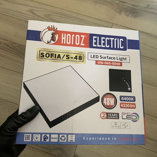 Plafonieră LED Neagră Sofia Square-48 Lumină Rece 48W 300x300 mm 4320 lm Negru Plafonieră LED Neagră Sofia Square-48 Lumină Rece 48W 300x300 mm 4320 lm Negru