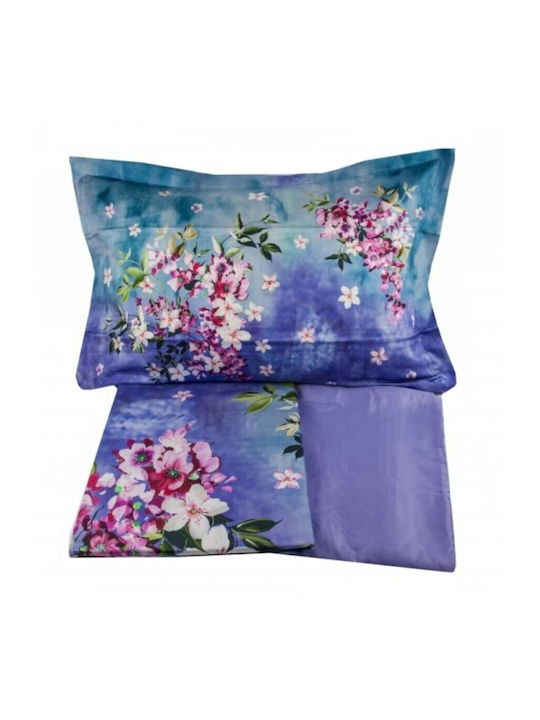 Tac Set Husă de Pilotă Dublă cu 4 Fețe de Pernă & 1 Cearsaf 200x220 Violet