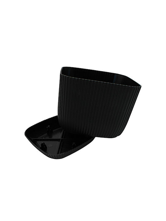 Topf Kunststoff Black mit Untersetzer 15x15x13cm.