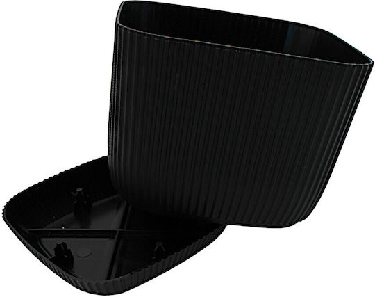 Topf Kunststoff Black mit Untersetzer 15x15x13cm.