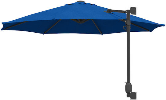 Wandmontierter Rundschirm aus Aluminium Hellblau F2.3xH1.48m