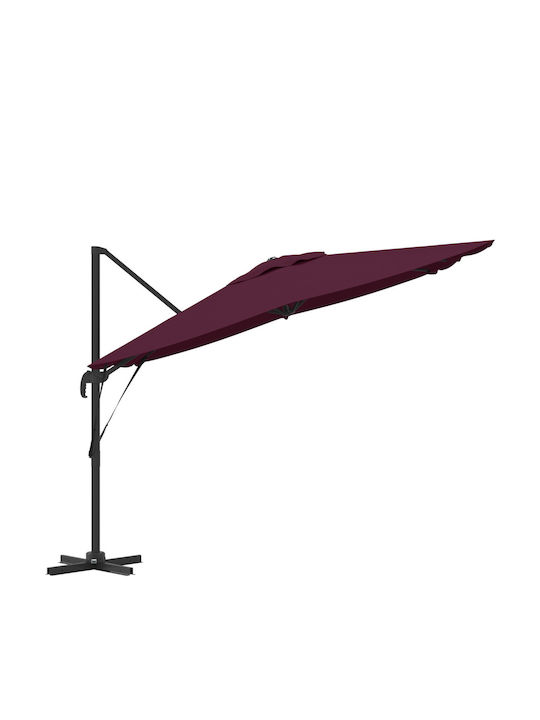 Hanging Aluminum Burgundy Garden Parasol 2.5x2.5xHeight 2.65m