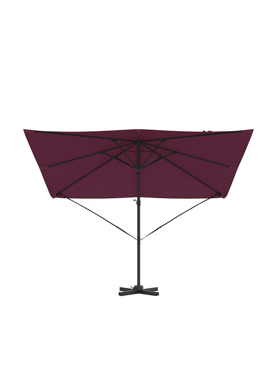 Hanging Aluminum Burgundy Garden Parasol 2.5x2.5xHeight 2.65m