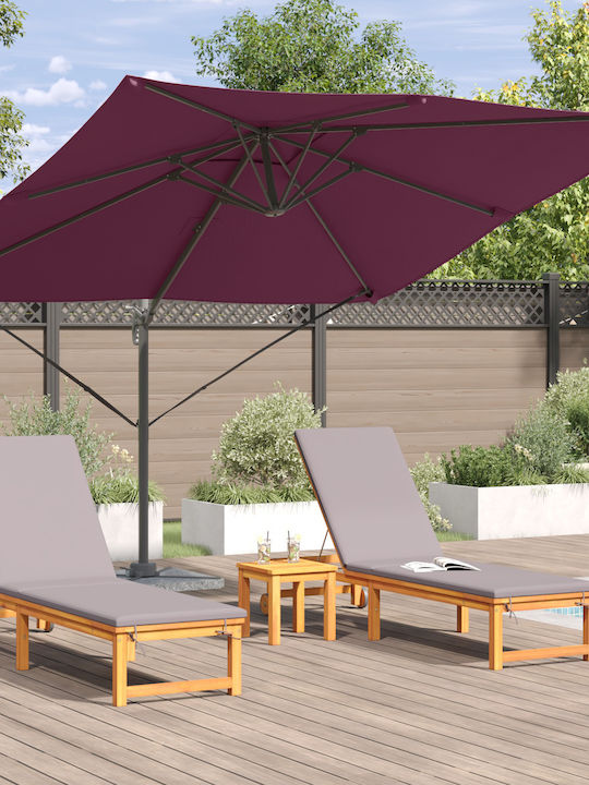 Hanging Aluminum Burgundy Garden Parasol 2.5x2.5xHeight 2.65m