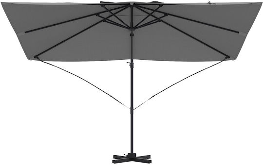 Garten- und Terrassen-Sonnenschirm Hängend Quadratisch Metall Grau 2,45x2,45xHöhe 2,6 m