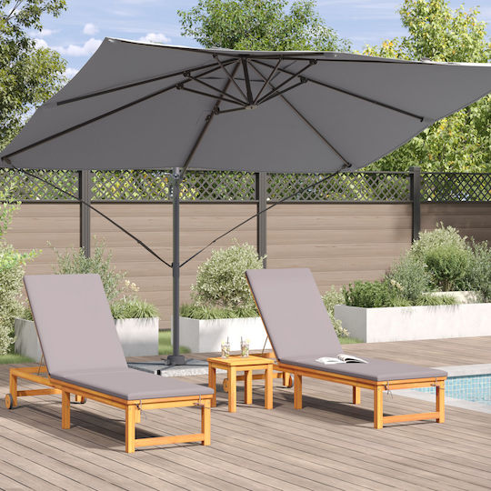 Garten- und Terrassen-Sonnenschirm Hängend Quadratisch Metall Grau 2,45x2,45xHöhe 2,6 m