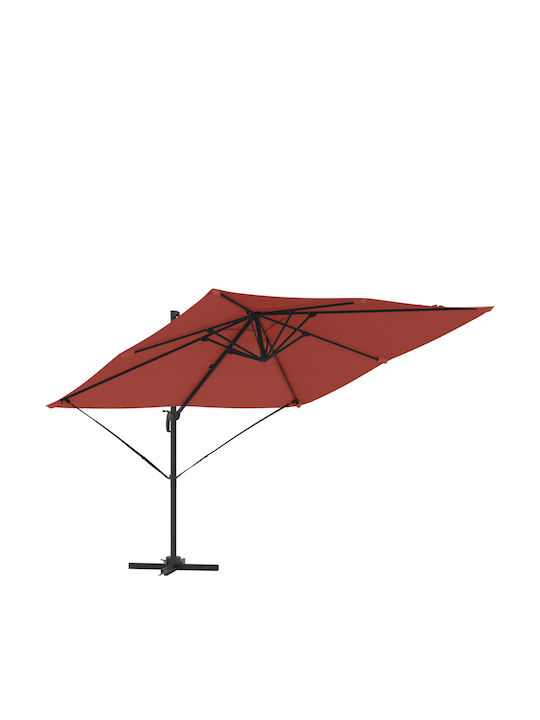 Hängender Aluminium Rote Garten- und Terrassen-Sonnenschirm 2,5x2,5m